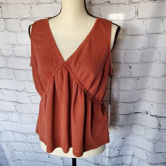 Rock & Roll Cowgirl Tops - Rock and Roll Denim Waffle Knit Sleeveless Top